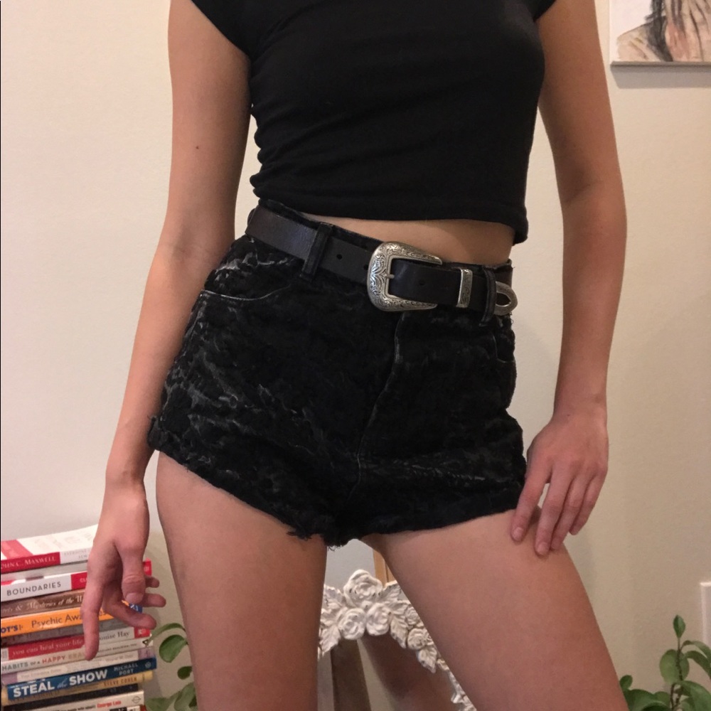 Free People flower embroidered high waisted denim